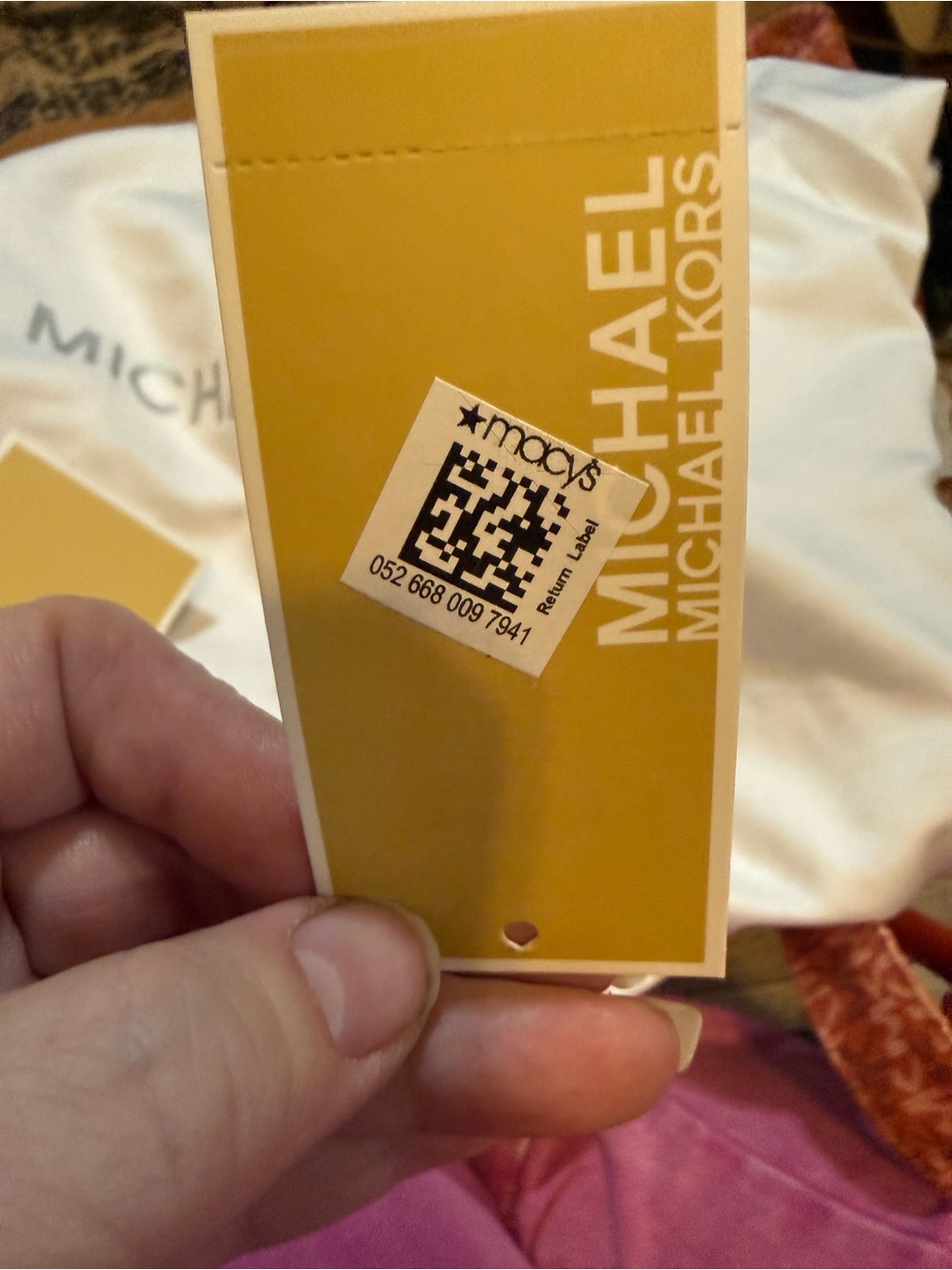 Michael Kors Coral-Red MK Logo Tote with Gold Accent - Picture 15 of 16